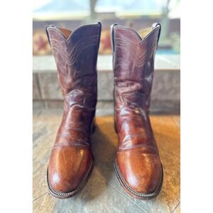 Justin Style Mens Brown Leather Cowboy Western Boots Size 11D